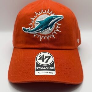 Miami Dolphins '47 Brand Clean Up Orange Strapback Adjustable Dad Hat Cap OSFA